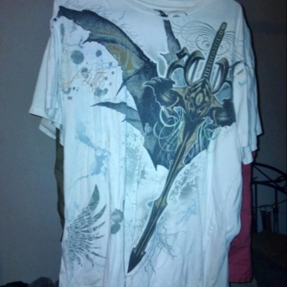 Men's Designer T-shirt in White/Silver/Gold - Picture 3 of 3